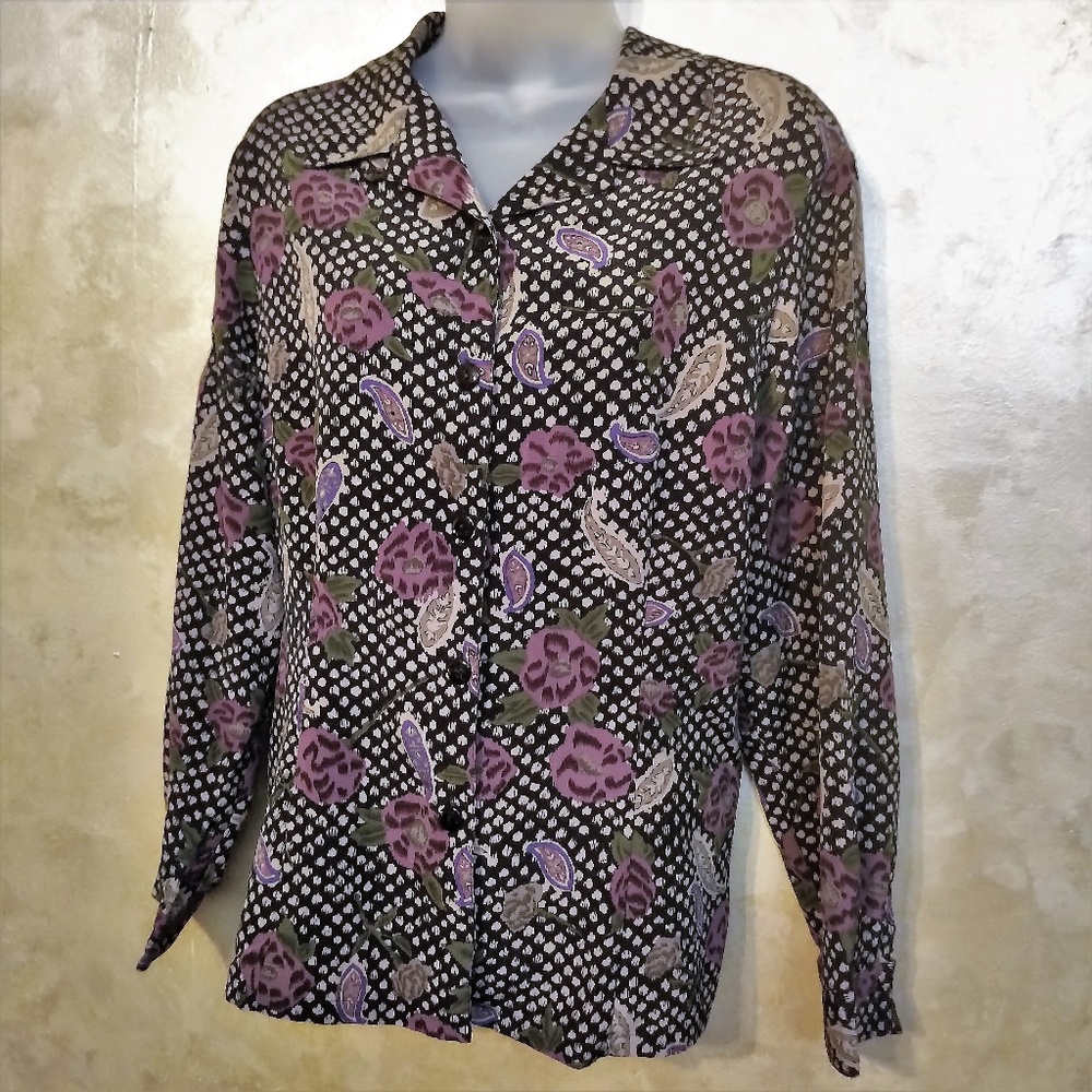 Floral Dress Blouse by Sag Harbor EUC 14P - Picture 1 of 4